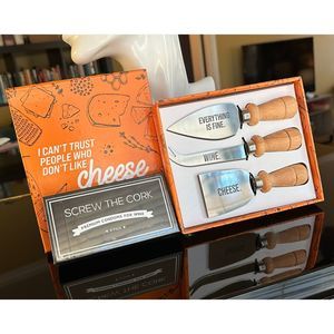 Smart*ss & Sass "Everything is Fine" Cheese Board Utensils & Wine Condoms Set